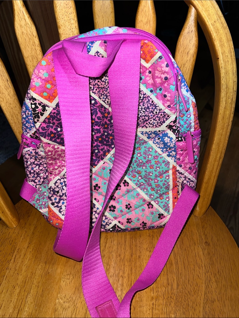 Vera Bradley Quilted Patchwork Backpack in Pink and Orange - Picture 3 of 6